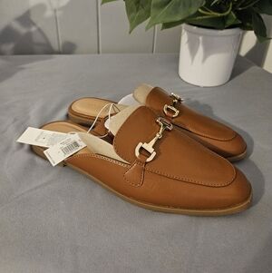 Old Navy Brown Mules with Gold Accent